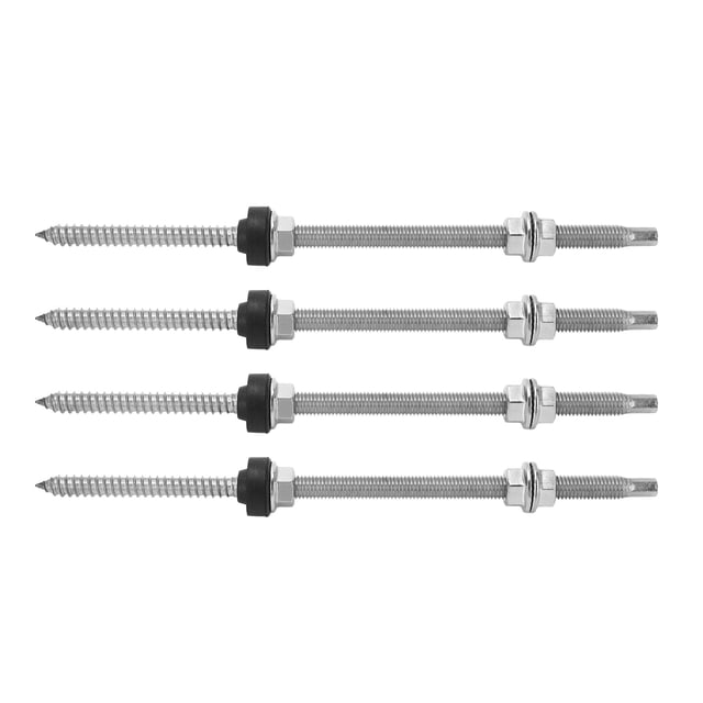 PV Bracket Double Head Screw, Rustproof Anti Corrosion Double Head Wood Screw Stainless Steel Simple Structure Robust 4PCS Clear Thread for Installation