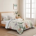 thumbnail image 5 of King Quilt Set 96''x106'', Summer Floral Botanical Lightweight Summer Bedspread Coverlet Set with 2 Pillow Shams, Spring Botanical Vintage Breathable All Season Quilt Bedding for Bedroom/Guest Room, 5 of 9