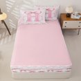 thumbnail image 4 of Catabedysis Fashion Bow Tie Zipper Full Size Comforter Sets with Fitted Sheet and 2 Pillowcases,3D Pink Initial H Pattern Zipper Bedding Set For Girls,Pink Reversible,4-Piece, 4 of 7