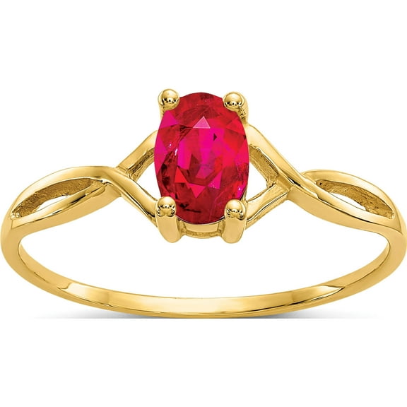 14K Yellow Gold Ruby Birthstone Ring (Size 7) Made In India xbr232