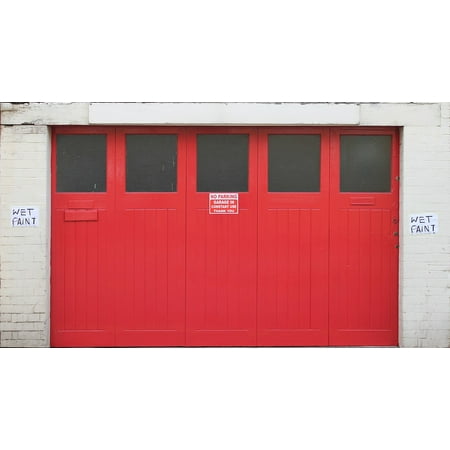 Canvas Print Double Doors Garage Red Exit Building Entrance