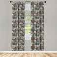 thumbnail image 3 of Ambesonne Moroccan Curtains, Tunisian, Pair of 28"x63", Dark Orange Slate Blue, 3 of 5