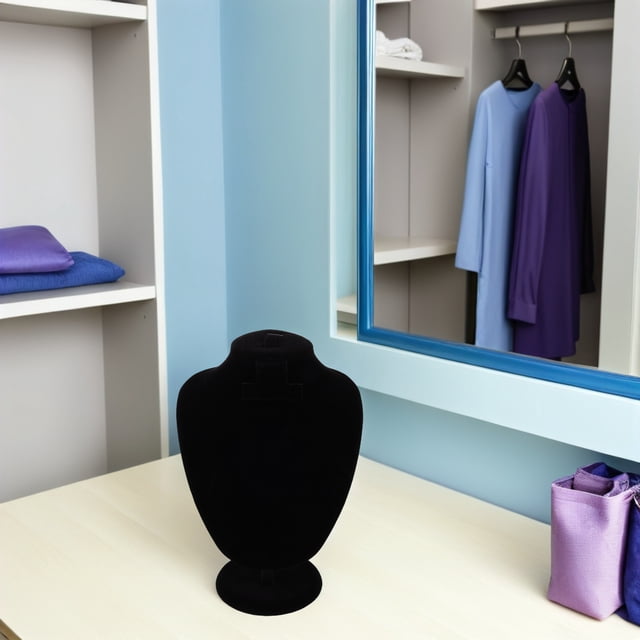 ADDHAT Maniquí Negro Para Exhibición De Collares Y Joyas Con Protección Antipelusa Y Montaje Sencillo