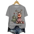 thumbnail image 6 of larppty Women's Short Sleeve Christmas Tee - Funny Xmas Graphic Print Holiday Casual T-Shirt Grey, L, 6 of 6