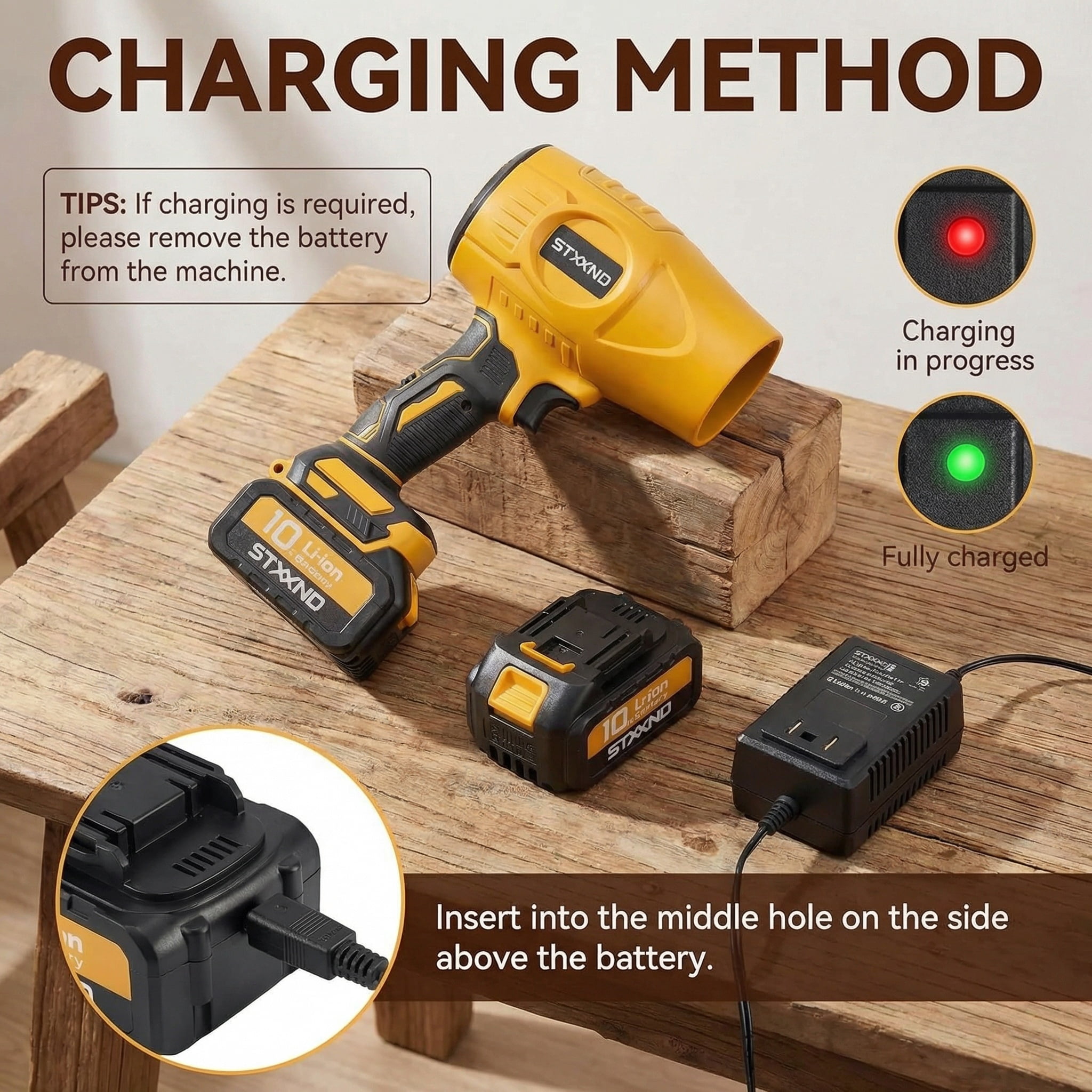 STXXNO 170 MPH at 600 CFM 20V Battery Powered Cordless Leaf Blower, 6-Speed Electric