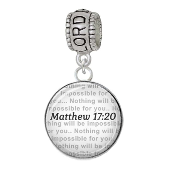 Delight Jewelry Silvertone Domed Matthew 17:20 Lord Guide Me Charm Bead