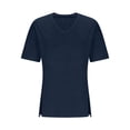 thumbnail image 3 of Amzcrzy Plus Size Tops for Women Versatile Casual Solid Color Summer Tops Trendy V Neck Short Sleeve Womens Tops Comfortable Loose Fit Side Split Basic Tee Shirts 2XL, 3 of 6