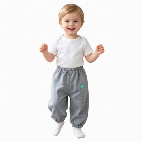 TOWED22 Boys Fleece Sweatpants Kids Elastic Waist Casual Joggers Active Athletic Pants with Pockets,Grey,12-18 M