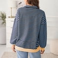 thumbnail image 4 of dGslk Women’s Long Sleeve Striped Pullover Top Casual Half Zip Collar Loose Fit Sweatshirt for Everyday Comfort and Style Black L, 4 of 6