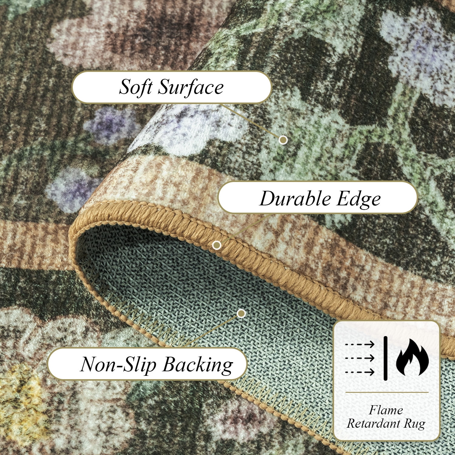 Ultrug Floral Area Rug Soft Non Slip Vintage Rugs for Living Room Bedroom Home Deocr Flower Carpet,6'x9',Coffee