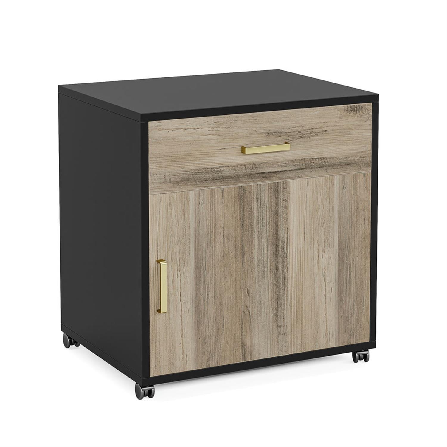 Demi Bonn Modern L Shaped Gaming Desk, 71" Executive Desk with Mobile Lateral File Cabinet for Home Office, Gray