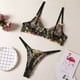 thumbnail image 5 of Conjunto de lencería sexy con sujetador de una sola capa con diseño floral pequeño y tanga con aro de acero, 5 of 6