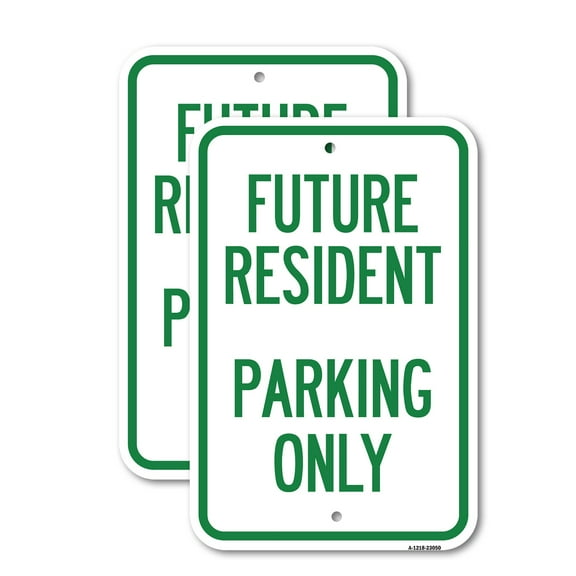(2 Pack) Reserved Parking Sign Future Resident Parking Only | 12" X 18" Heavy-Gauge Aluminum Sign | Rust Free Aluminum, Weather Resistant, Waterproof, Fade Resistant, 2 Pre-drilled