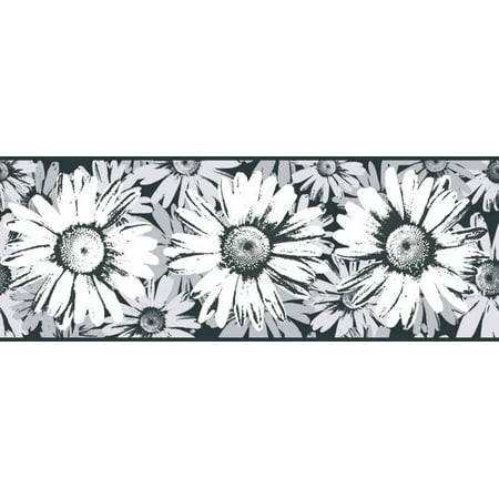 York Wallcoverings Bt2732b Daisy Wallpaper Border Black White York Wallcoverings Bt2732b Daisy Wallpaper Border Black White