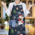 thumbnail image 5 of Dark Blue Christmas Santa Pattern Apron-Garden Aprons for Women with Pockets-Cotton Linen Waterproof Kitchen Cooking Gardening Aprons Adjustable for Kitchen,Cooking,BBQ and Salon 33"x27", 5 of 7
