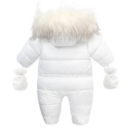 

Mikilon Baby Boys Hooded Romper Winter Clothing Set Snowsuit With Gloves and Booties Jumpsuit Outfits Infant Clothes for Baby Girl 9-12 Months White on Discount