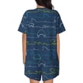 thumbnail image 6 of Fuzoiu Shark Print Women's Short-Sleeved Pajama Set,Lounge Sleepwear Set,Womens Pajama Sets 2 Piece,Button-Up Top and Shorts with Pockets-3X-Large, 6 of 7