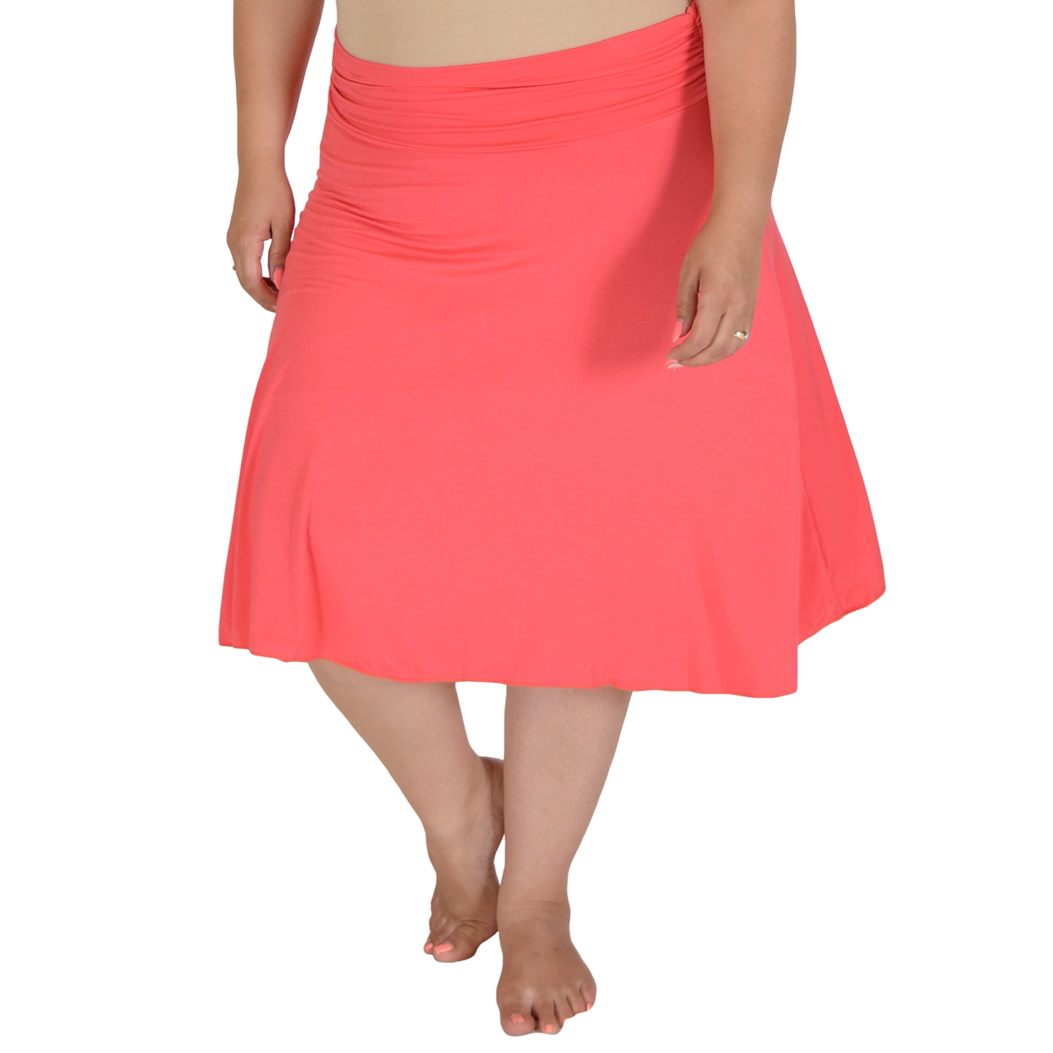 Plus Size Knee Length Flowy Skirt XLarge (1214) / Coral