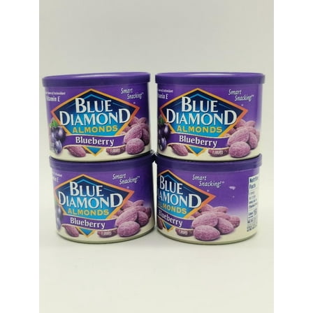 (4 pack) (4 pack) Blue Diamond Almonds, Blueberry Flavored Snack Nuts Perfect for On-The-Go Sweet Treat and Lunches, 6oz