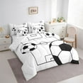 thumbnail image 3 of Manfei Soccer Ball Game 7-Piece Bedding Comforter Set for Children Teens Boys,Sport Theme King Bedding Sets,Black White Ultra Soft Bed Sheets,Ultra Soft Home Decor,Reversible, 3 of 8