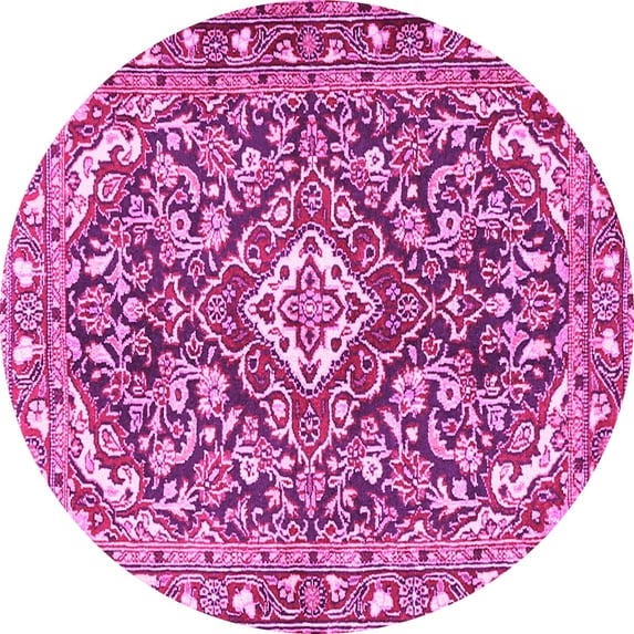 Ahgly Company Indoor Round Medallion Pink Traditional Area Rugs, 5' Round
