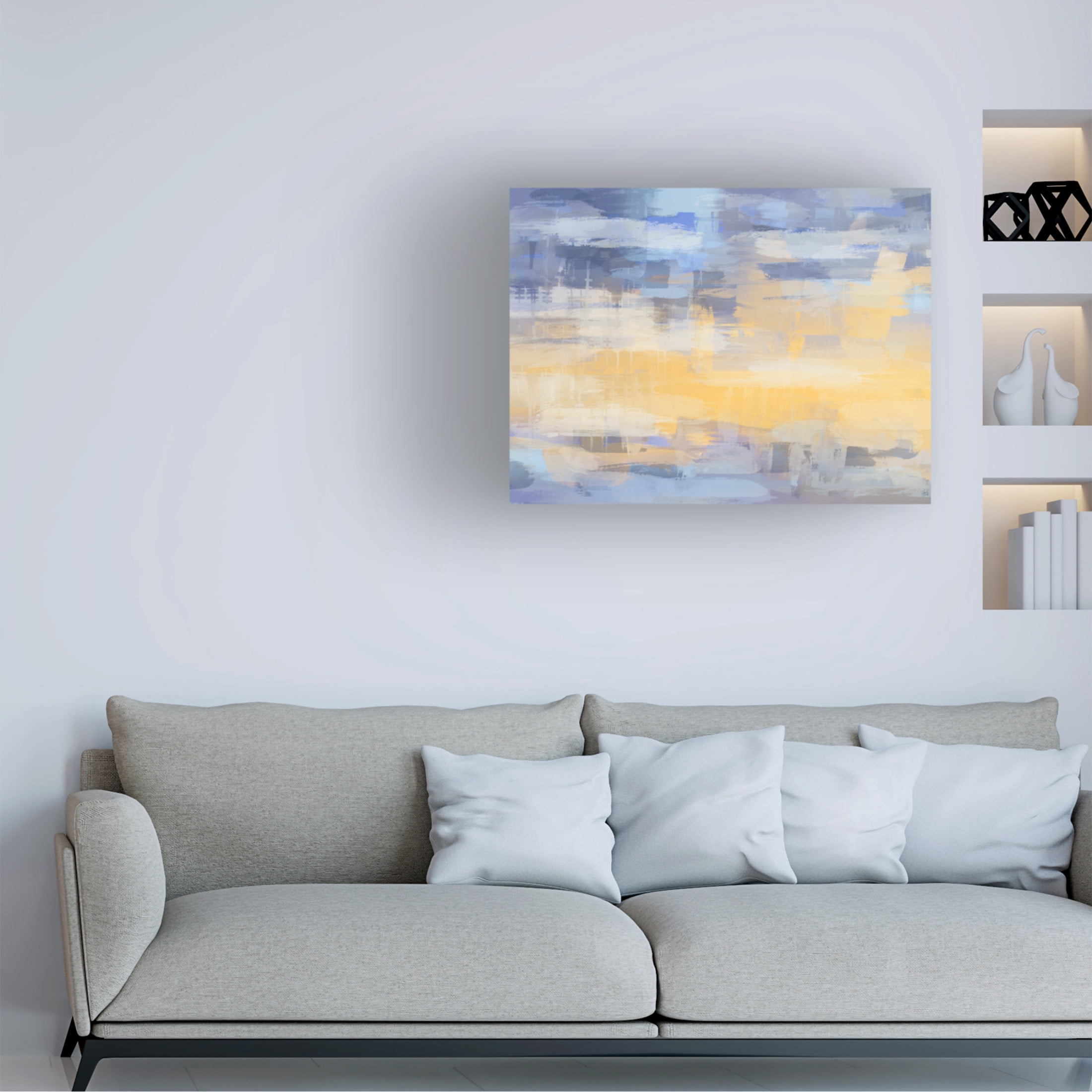 Canvas Wall Art - Line and Brush 'Bold And Gold 2' Wall Art for Living Room, Bedroom, or Office Décor by Trademark Fine Art - 24 x 18 Inches