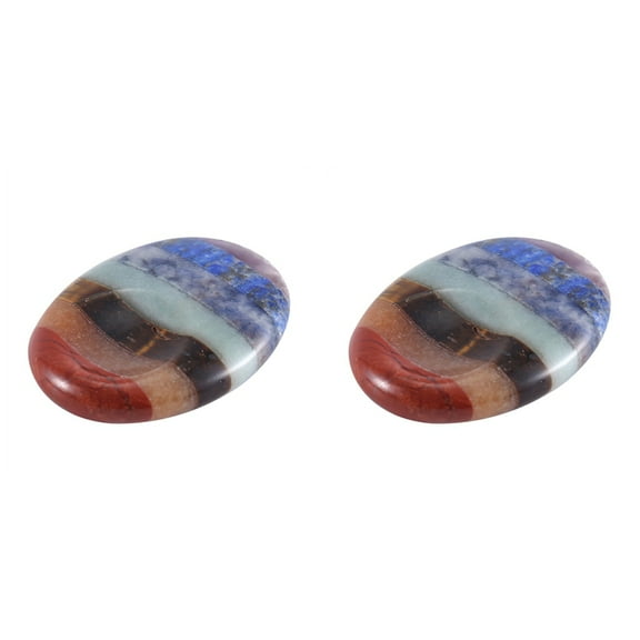 2X 7 Chakra Thumb Worry Stone for Anxiety Stress Relief Meditation Pocket Palm Therapy Crystals Natural Massage Stones