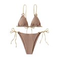thumbnail image 2 of 2 Pcs/Set Summer Bikini Set Solid Color Spaghetti Strap Hoop Classic Women Swimsuit for Water Sports, 2 of 4