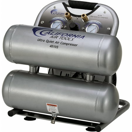 California Air Tools 4610S Ultra Quiet & Oil-Free 1.0 Hp, 4.6 Gal. Steel Twin Tank Air