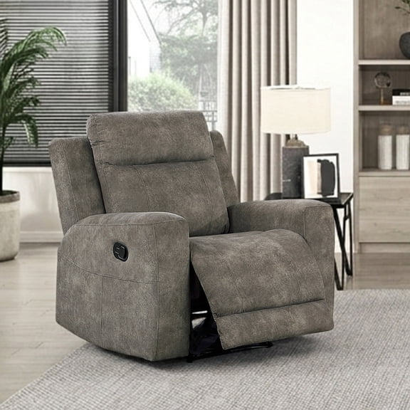OakvillePark Faerwyn Microfiber Manual Reclining Chair, Brown