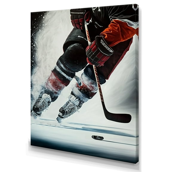 Designart Hockey Player On Ice During Game IV Canvas Wall Art