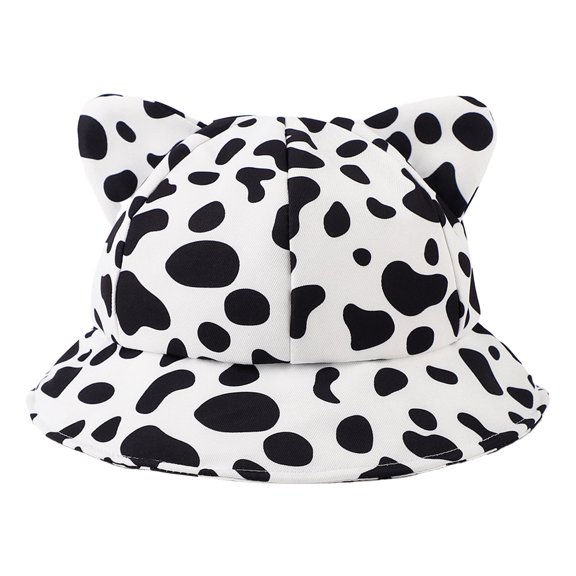 RFQWOVSR Women's Animal Print Bucket Hat with Cat Ear Design for Casual Wear