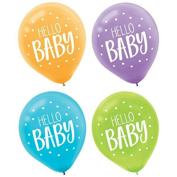 Fisher-Price Hello Baby Latex Balloons 15ct. Baby Shower Party Decoration Supply