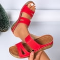 thumbnail image 4 of Women's Orthopedic Wedge Sandals Open Toe Platform Nonslip Slides Adjustable Summer Beach Shoes Comfy Backless Walking Shoes Red Size 6.5, 4 of 7