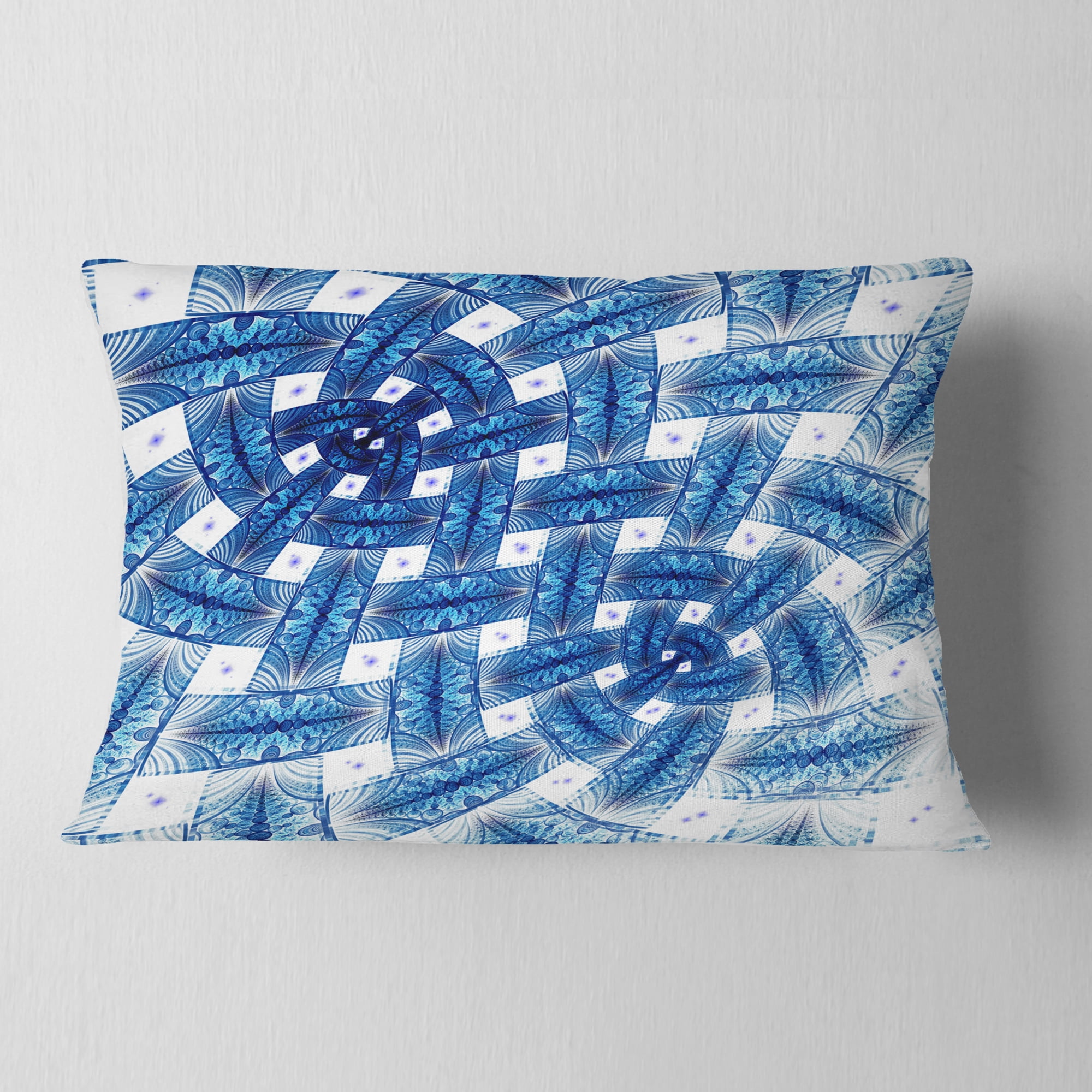 Designart 12" x 20" Contemporary and Modern Black Flower Polyester Throw Pillow