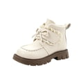 thumbnail image 2 of Girls Cute Ankle Boots Bow Lace Trim Booties with Hook and Loop Kids Fashion Versatile Comfy Short Boots Beige 13 Little Kids, 2 of 7