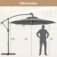 thumbnail image 3 of Costway Parasol Déporté de 3 m (10 Pi) avec Protection Solaire, Éclairage DEL, Rotation à 360°, Gris, 3 of 7