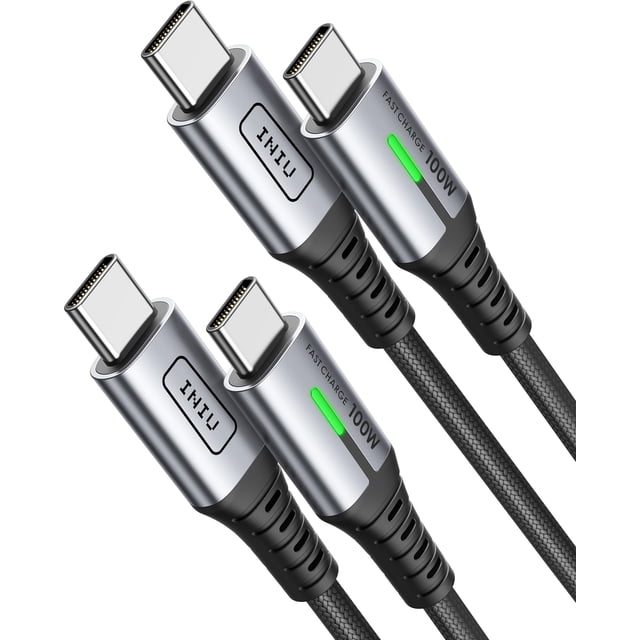 Cable USB C a USB C INIU de carga rápida de 100 W, paquete de 2 m