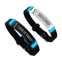 GOD IS FIRST Bracelets, 2pcs Glow in the Dark Christ 3D Cross Slicone Bangles for Men Women, Inspirational Christian Wristband, Faith Gift for Believers