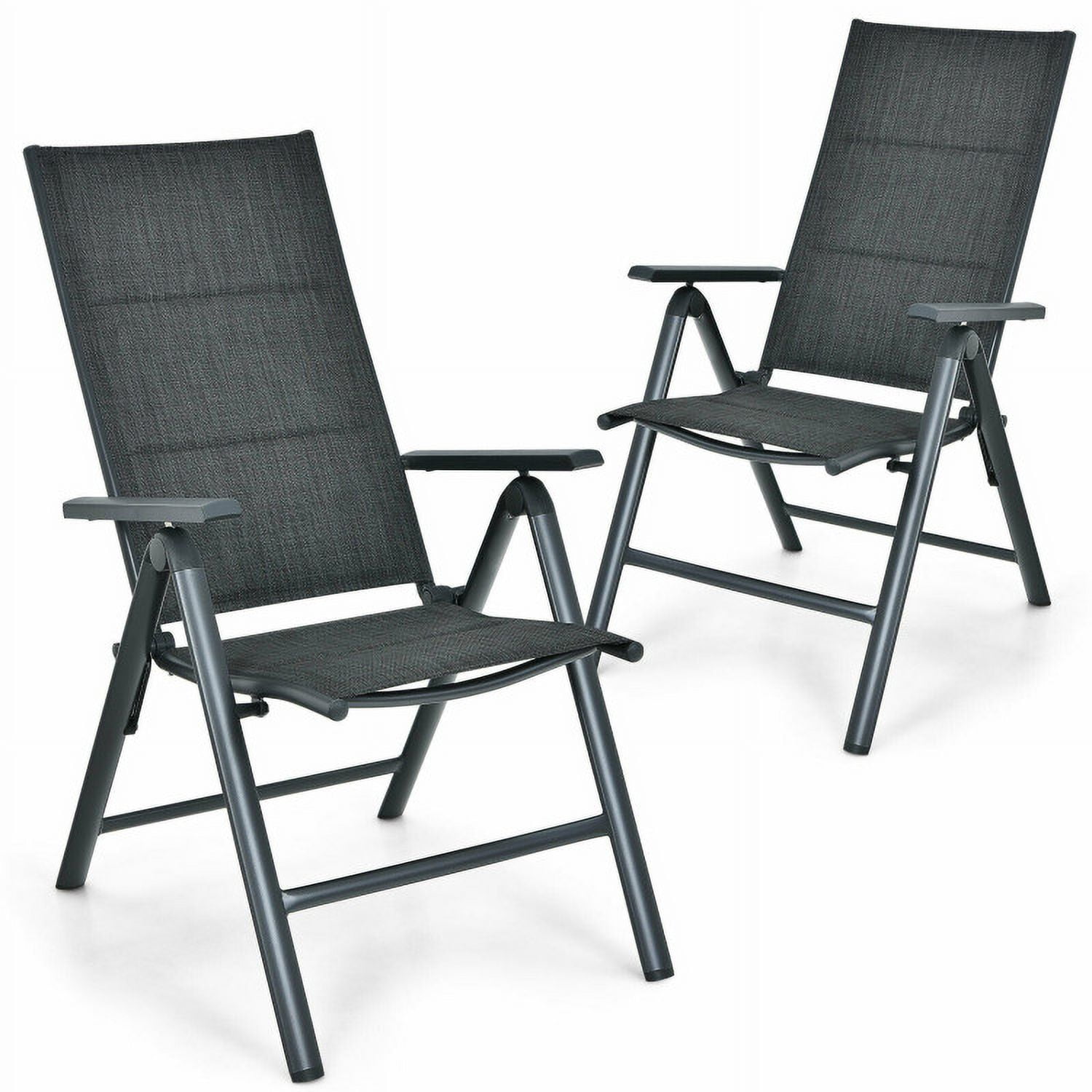 Aimee Lii 2 Pieces Patio Folding Dining Chairs with Aluminum Padded Adjustable, Outdoor Patio Set, Gray Aimee Lii 2 Pieces Patio Folding Dining Chairs with Aluminum Padded Adjustable, Outdoor Patio Set, Gray
