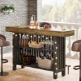 thumbnail image 5 of Tribesigns Home Bar Unit, Modern 2-Tier Bar Table with Footrest, Corner Mini Coffee Bar Cabinet for Home Kitchen Pub, Brown and Dark Gray, 5 of 9