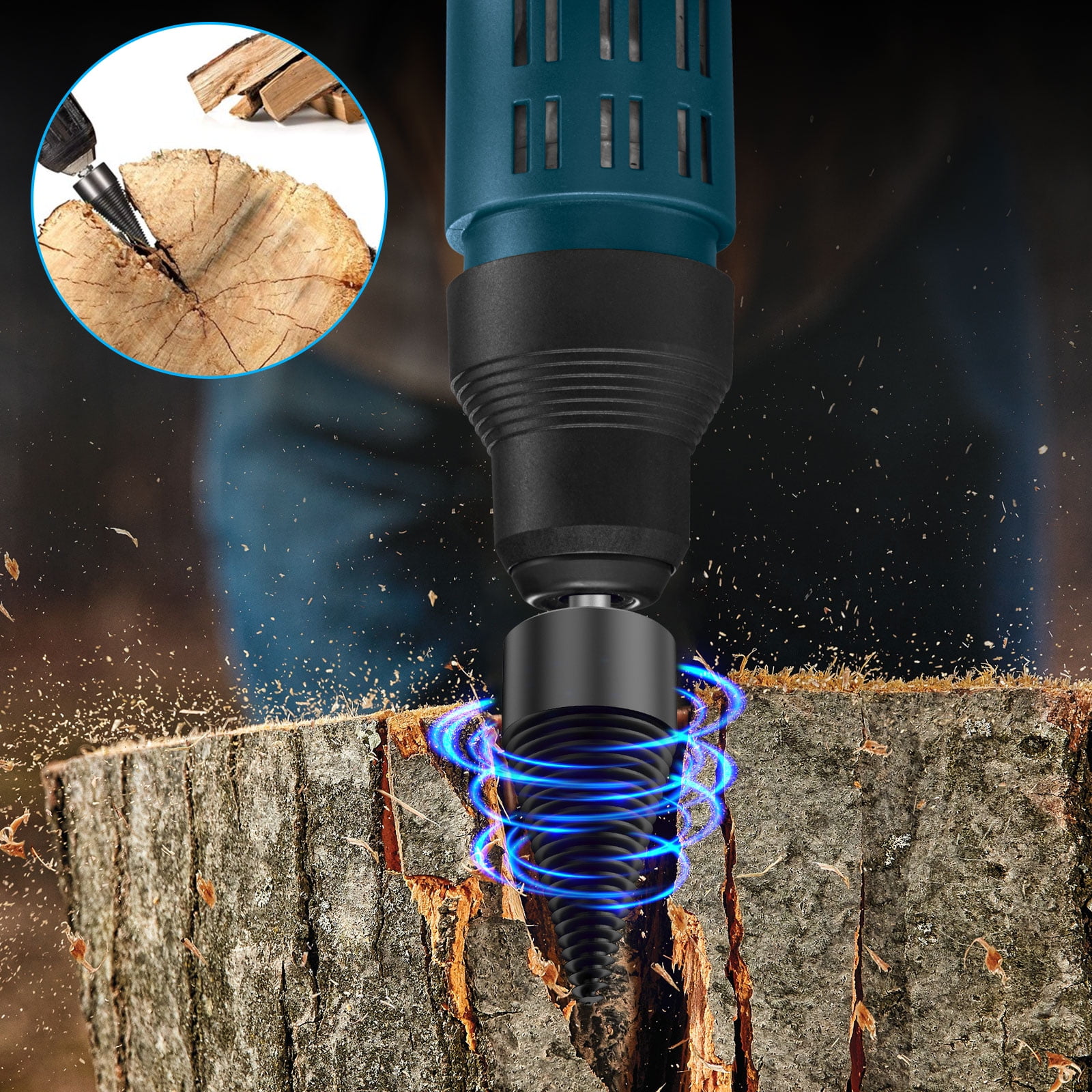 1/2Pcs Firewood Log Splitter 32mm 42mm High-Carbon Steel Wood Log Drill Bit with Hex/Round/Square Shank Titanium Coated Sturdy Wood Splitting Screw Cone for Electric Drill Camping