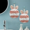 thumbnail image 1 of COFEST Rabbit Ear Crown Chenille Hand Towel Cute Hanging Hand Wipe Ball Hand Towel Thickened Absorbent Hangable Multifunctional Hand Towel Pink, 1 of 6