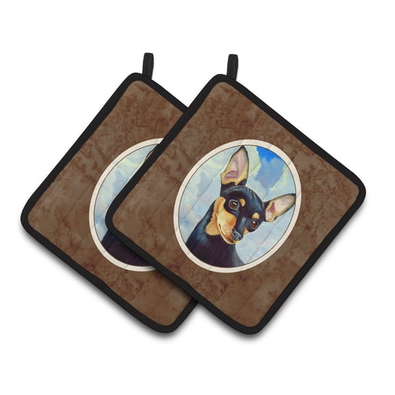 Carolines Treasures 7073PTHD Min Pin Black and Tan Pair of Pot Holders 7.5HX7.5W multicolor