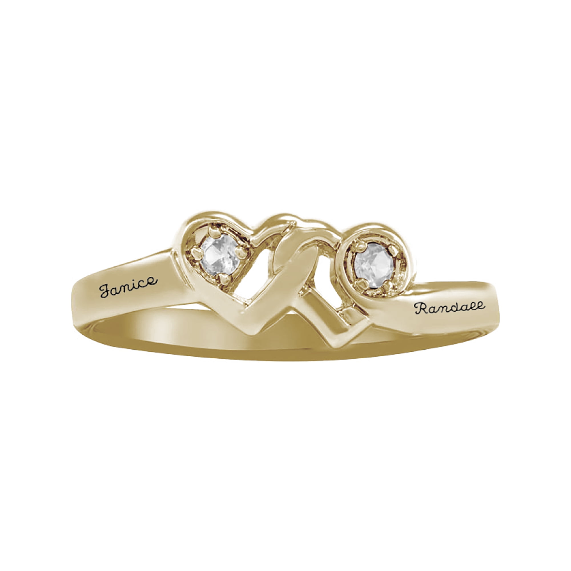 Personalized Family Jewelry Couple's Loving Promise Ring with Diamonds available in 10kt and 14kt Yellow and White Gold