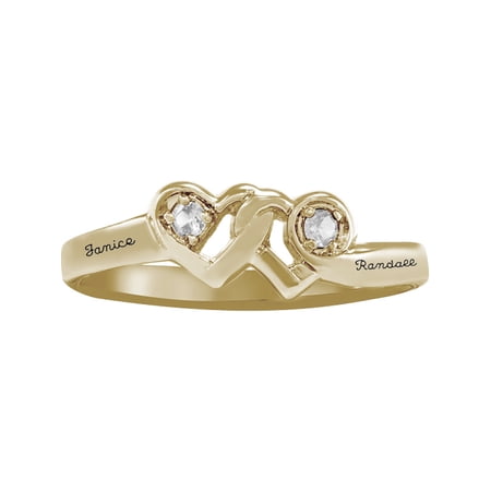 Personalized Family Jewelry Couple's Loving Promise Ring with Diamonds available in 10kt and 14kt Yellow and White Gold