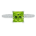 thumbnail image 4 of 1.62 ct Princess Cut Natural Peridot Solitaire with Simulated Diamond Accents 14K White Gold Womens Engagement Ring, 4 of 5