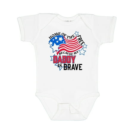 

Inktastic Home of the Free Because My Daddy is Brave Gift Baby Boy or Baby Girl Bodysuit