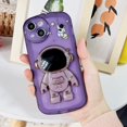 thumbnail image 6 of Compatible with iPhone 14 Pro Max Case,3D Astronaut Bracket Ring Holder Stand Cute Clear Shockproof Girly Phone Case 6.7 Inch for iPhone 14 Pro Max Design for Women Men-Purple, 6 of 11