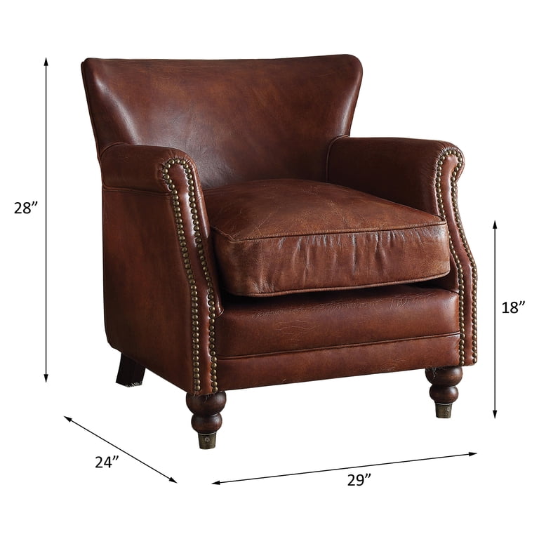 出品6/15迄最終価格ACME DESIGNアーム付ハイバックヴィンテージチェア ACME Leeds Club Chair, Rolled Arm, Leather Upholstery, Wood